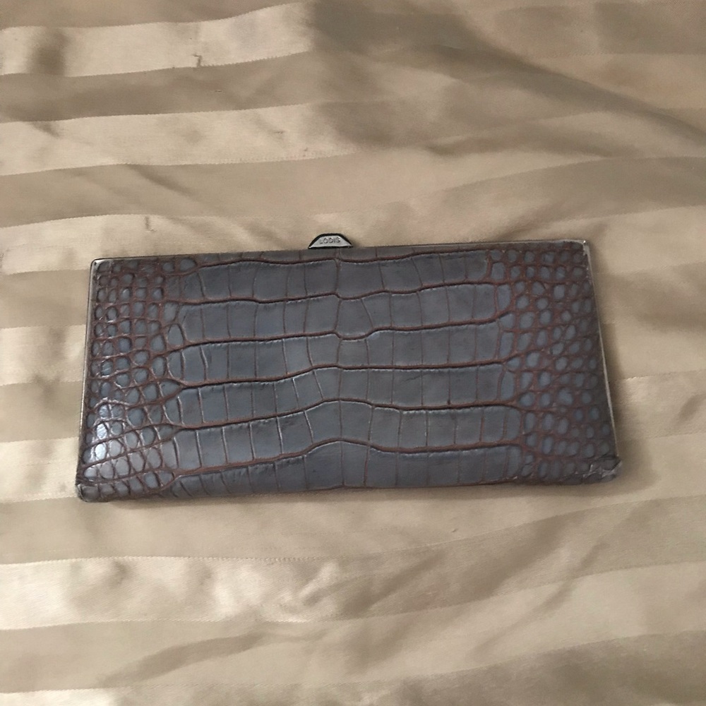 Lodis grayish green snakeskin